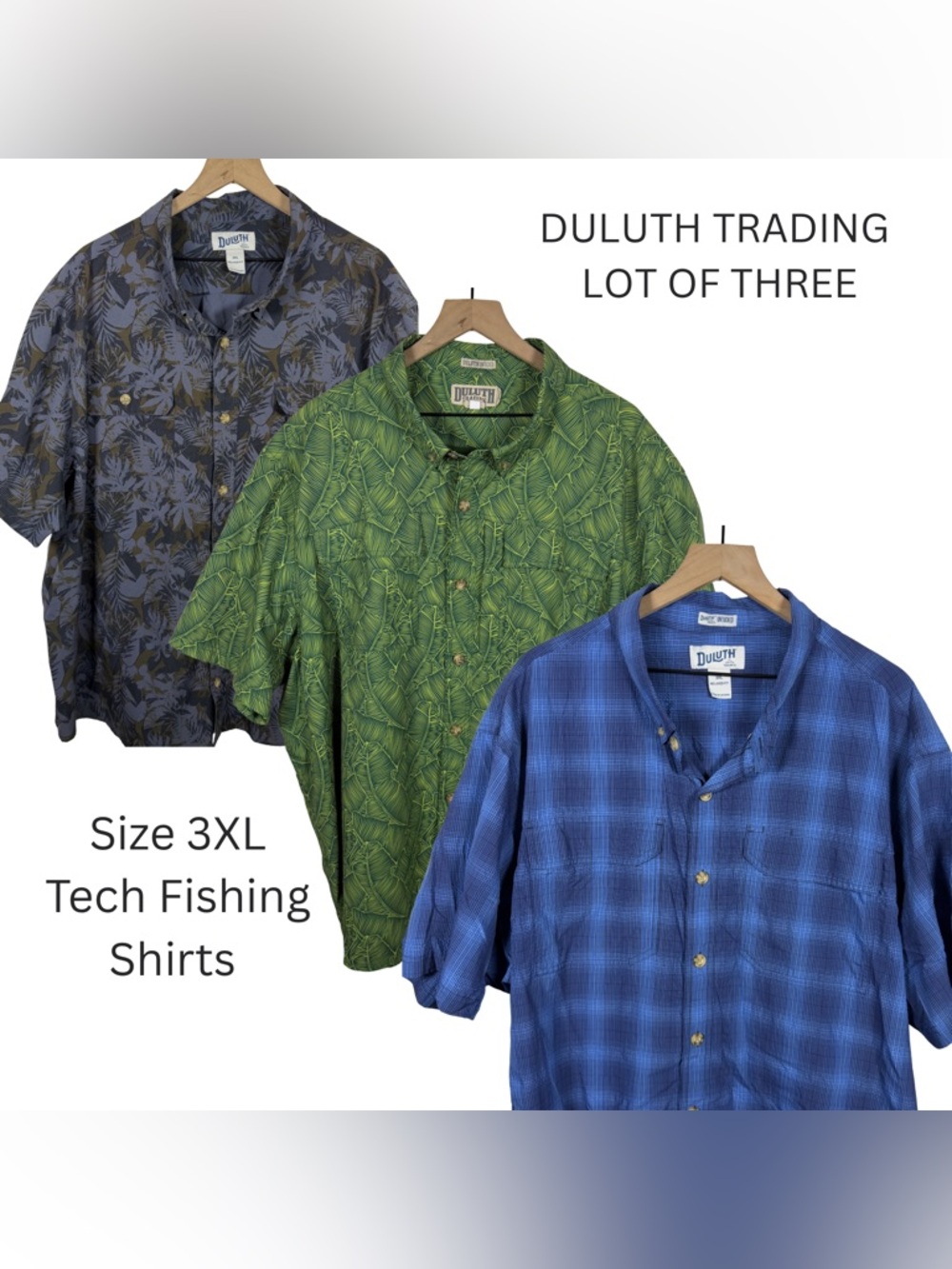 Duluth Trading 3XL Lot Of 3 Fishing Shirts Outdoor Short Sleeve Button Up Bundle